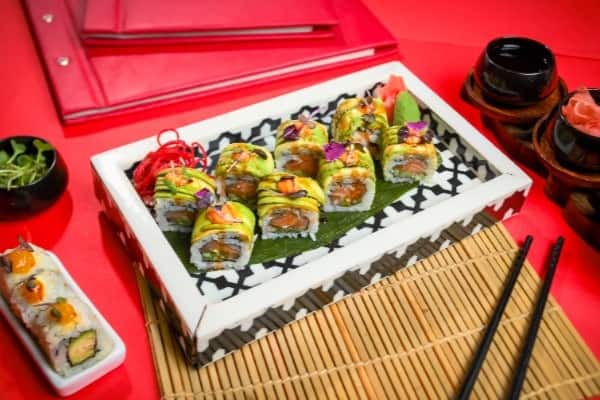 Vibrant upscale pan-Asian restaurant — supporting dish in this style