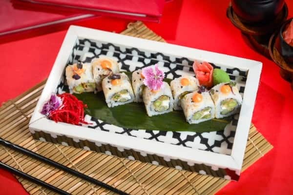 Vibrant upscale pan-Asian restaurant — supporting dish in this style